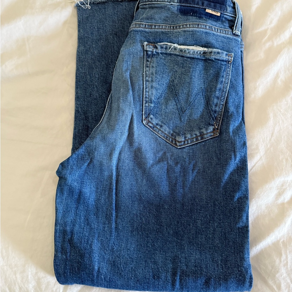 MOTHER Blue Ankle Cropped Jeans
